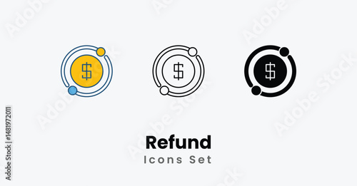 Refund Icons thin line and glyph vector icon stock illustration