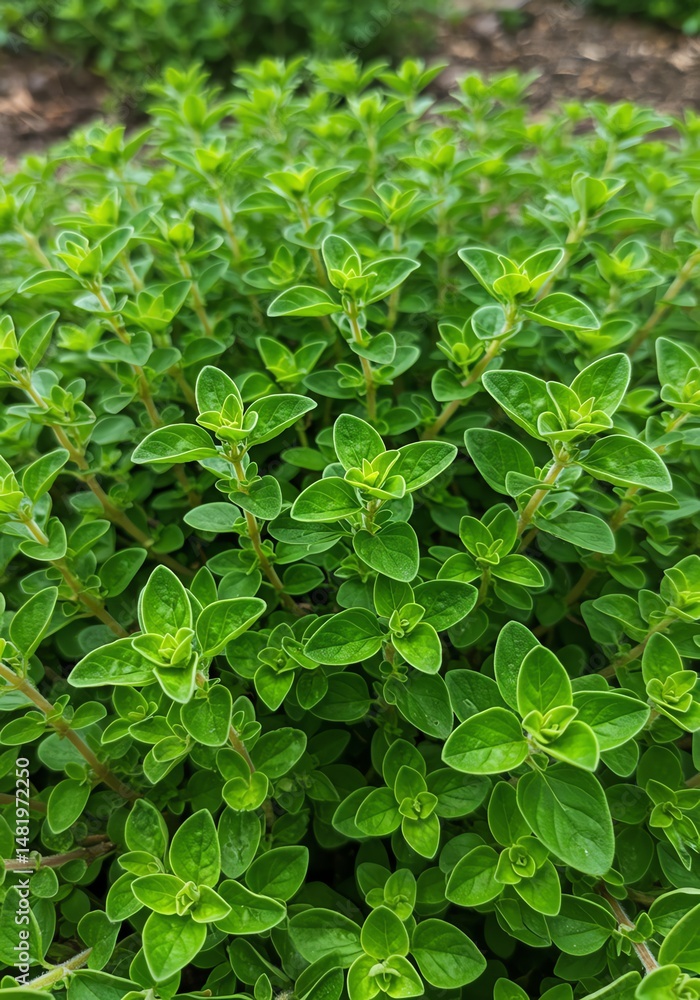 Fototapeta premium Green Oregano Plant Close Up