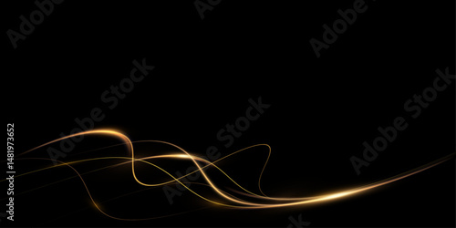 Magic golden wind png festive isolated on transparent background. Golden comet  with sparkling stars and dust. Powder dust light . Magic shining gold dust. 