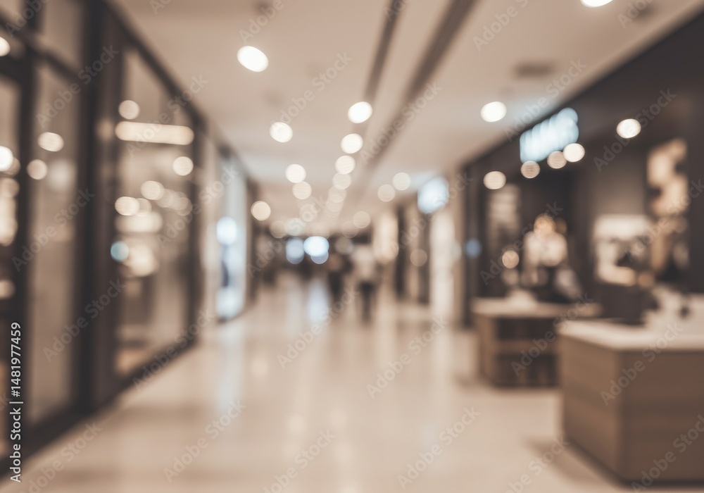 Blurred Photo Of Shopping Mall Interior With Warm Lighting Blurred Photo Of Shopping Mall Interior With Warm Lighting