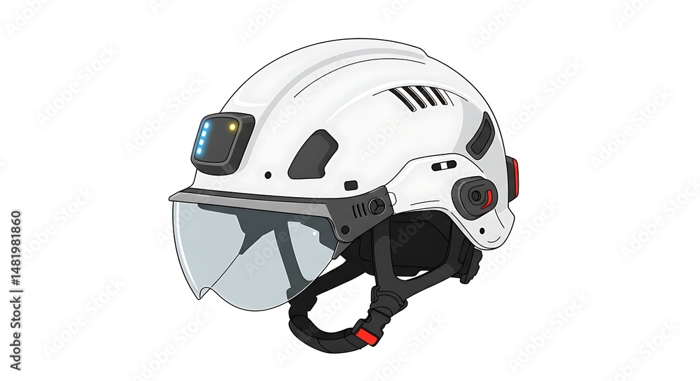 Fototapeta premium Wearing Hard Hat with Visor and Light for Safety