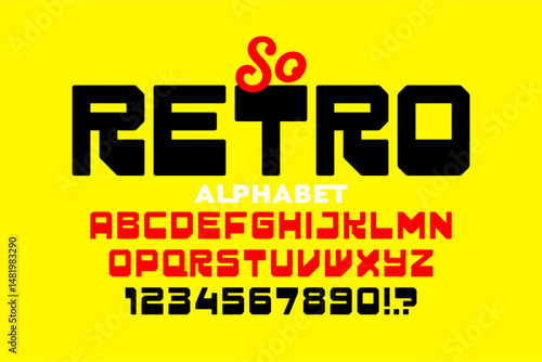 So Retro style font, alphabet letters and numbers vector illustration