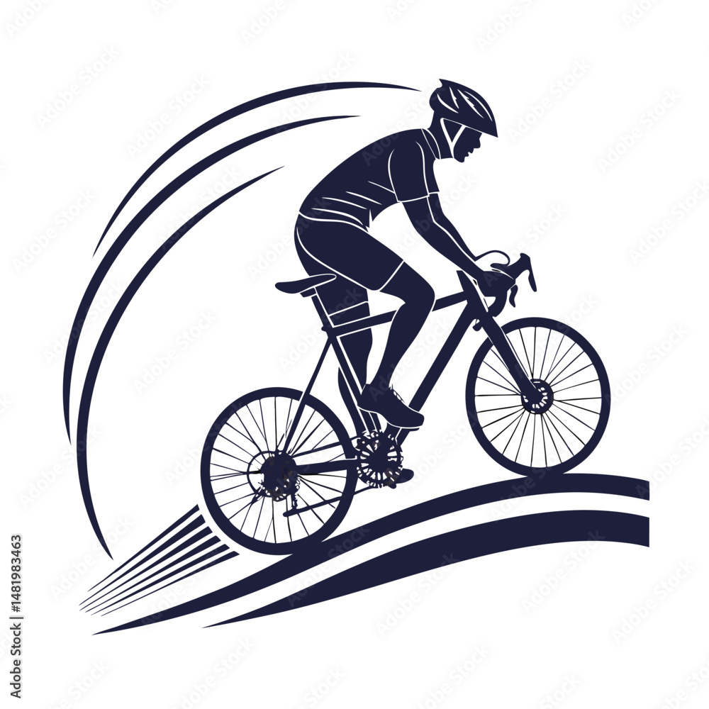 Obraz premium Bicycle Rider Cyclist Silhouette In Motion
