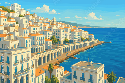 Algiers Cityscape with French Architecture and Sea View