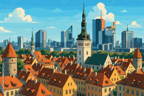 Modern Tallinn Skyline Rising Behind Historic Old Town