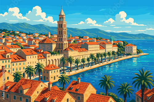 Split View with Diocletian’s Palace and Coastal Landscape