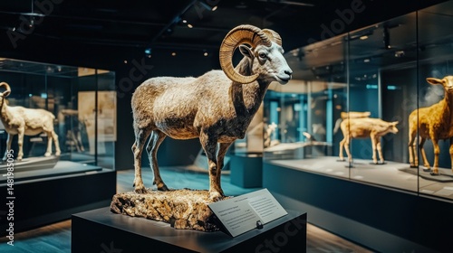 Museum display of wild sheep