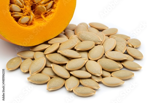 Pumpkin seeds isolated on white background