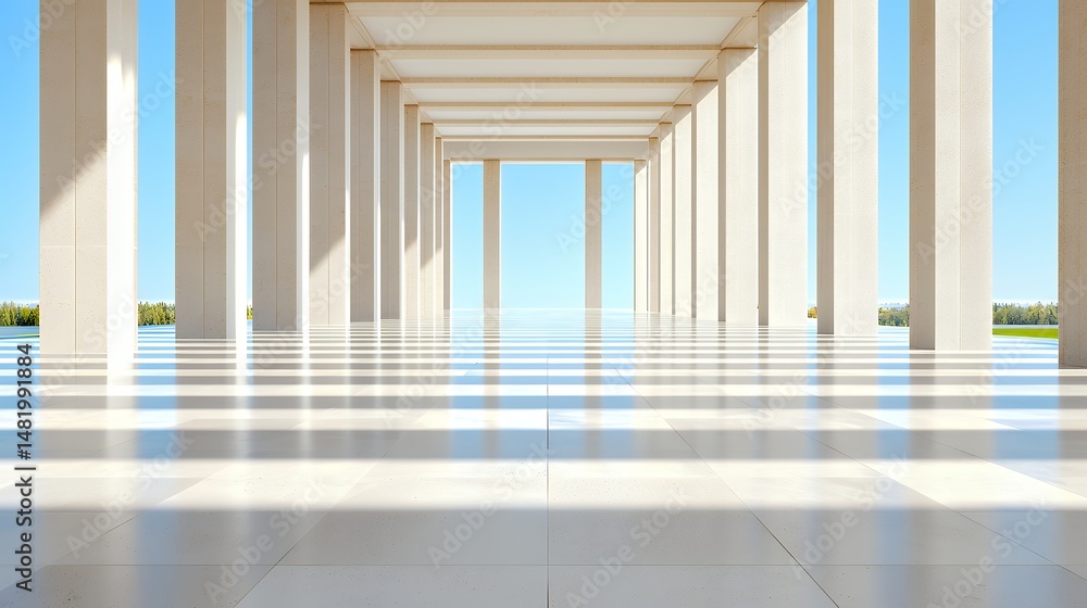 Obraz premium Architectural Columns with Bright Sunlight
