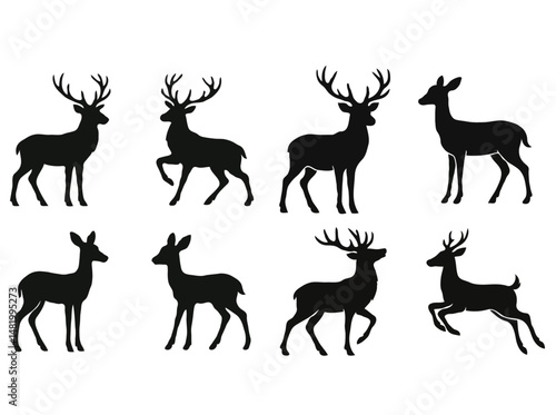 set of deer silhouettes