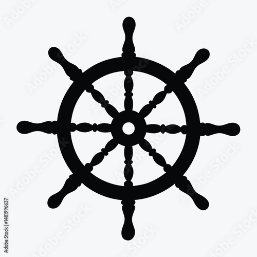 Ship Wheel Icon – Nautical Helm Steering Symbol PNG Vector