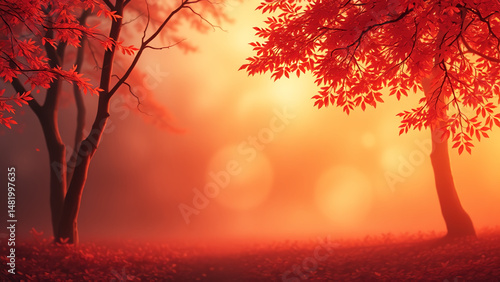 sunset in the forest
