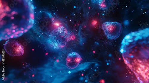 Wallpaper Mural 3D Render of Immune Cells Activating in a Vibrant Cosmos Torontodigital.ca
