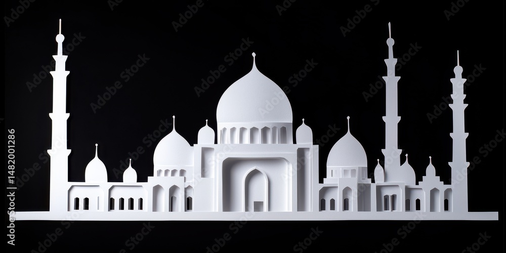 Obraz premium Elegant Silhouette of Various Architectural Structures in White