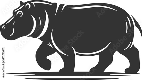 Big animal hippo vector silhouette isolated