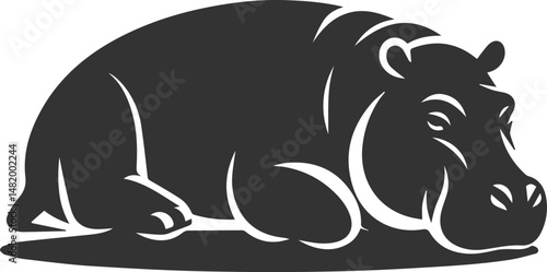 Big animal hippo vector silhouette isolated