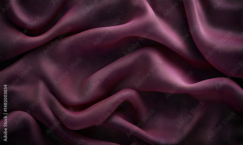 Obraz premium Draped rich burgundy fabric, luxurious texture and deep color, elegant folds and curves. Perfect for fashion, design or textile backgrounds.