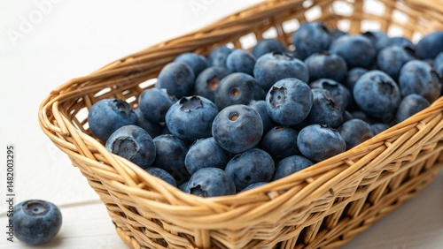Wallpaper Mural Fresh Blueberries in Wicker Basket with Natural Lighting Studio Shot Torontodigital.ca