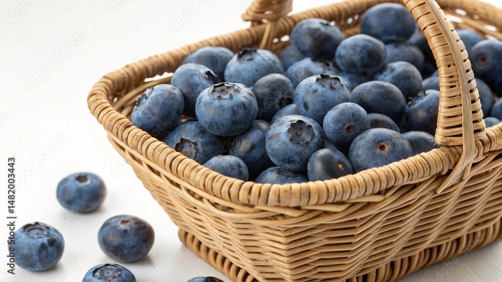 custom made wallpaper toronto digitalFresh Blueberries in Wicker Basket with Natural Lighting Studio Shot