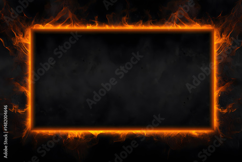 Frame with a fiery border with copy space for text or design elements