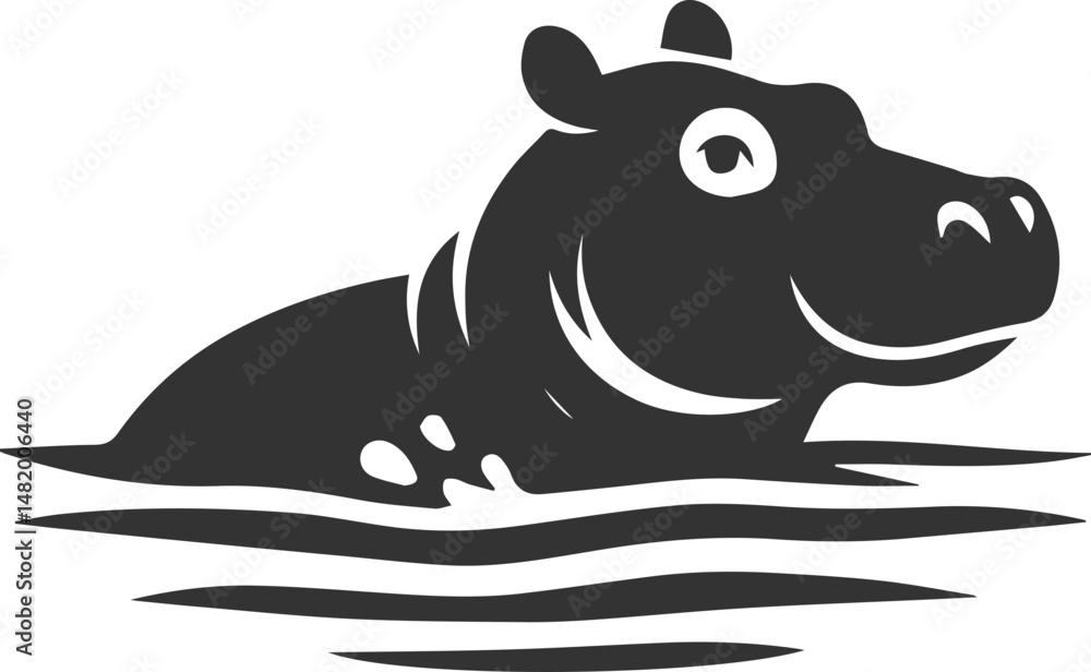 Obraz premium Big animal hippo vector silhouette isolated