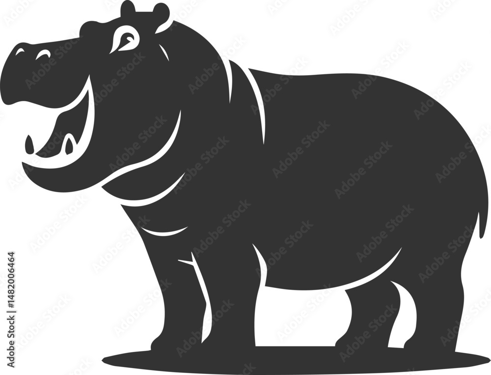 Obraz premium Big animal hippo vector silhouette isolated