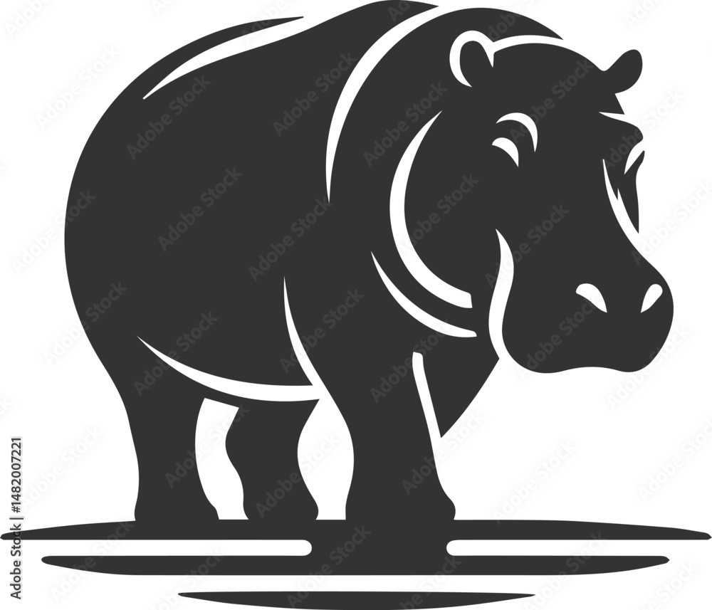 Fototapeta premium Big animal hippo vector silhouette isolated