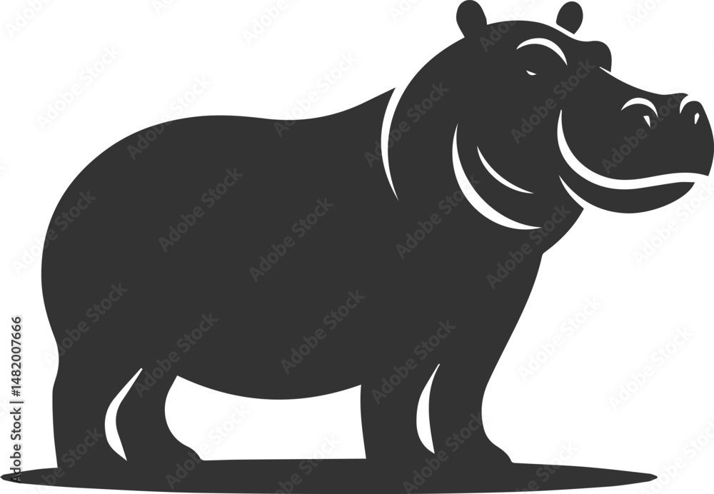 Fototapeta premium Big animal hippo vector silhouette isolated