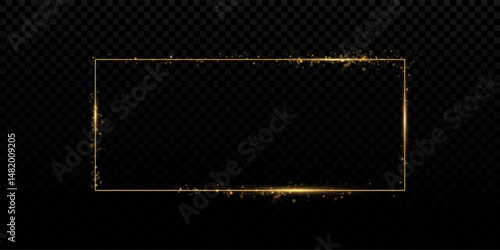 Gold rectangular frame.With dust and glitter.For decorations,cards,greetings,advertising,banner.Blank frame.	