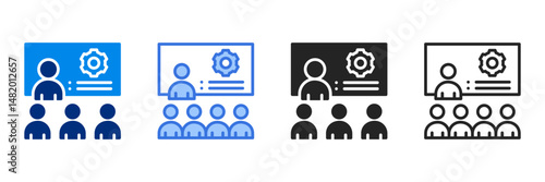 Training  Icon Set Multiple Style Vector Illustration 