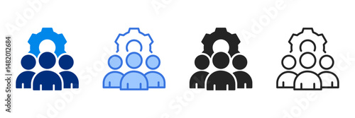 Team  Icon Set Multiple Style Vector Illustration 