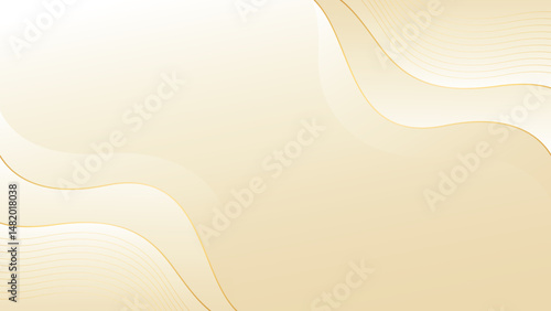 Abstract beige luxury wave background with gold lines. Elegant cream gradient design for beauty products, templates, banners, sales, awards, events, websites, pages and more