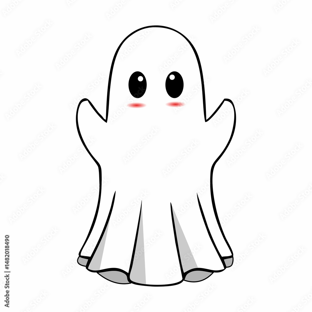 cute and adorable white ghost illustration cute and adorable white ghost illustration