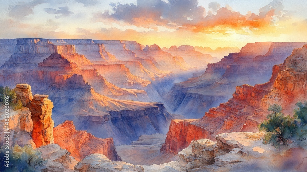Fototapeta premium Grand Canyon Sunrise Panorama