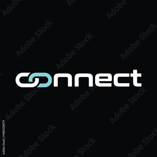 this picture is a word mark logo design of the word CONNECT with the letter C and O connected like a chain