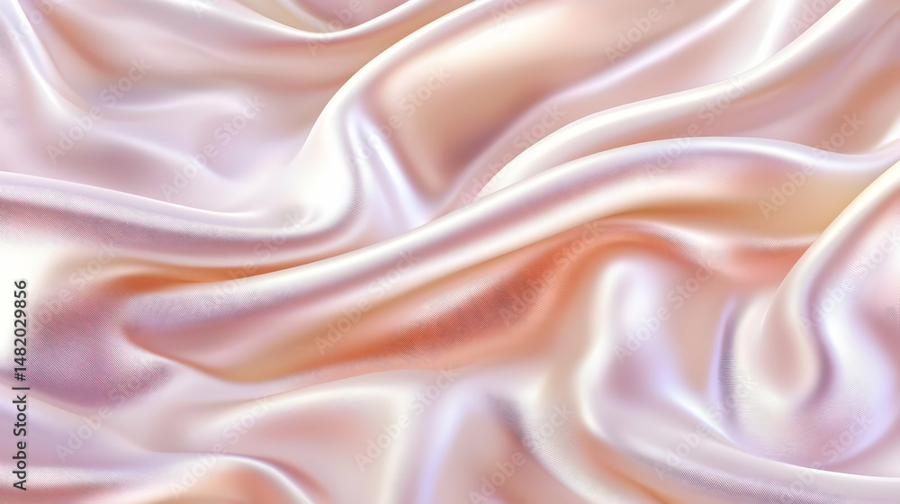 Fototapeta premium Delicate Draped Light Peach Silk Fabric Texture