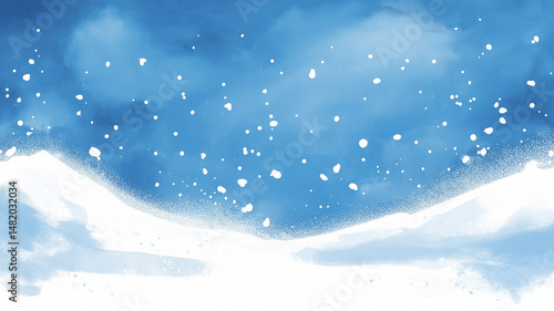 Wallpaper Mural  Classic blue winter snow background with white hand-painted brush strokes Torontodigital.ca