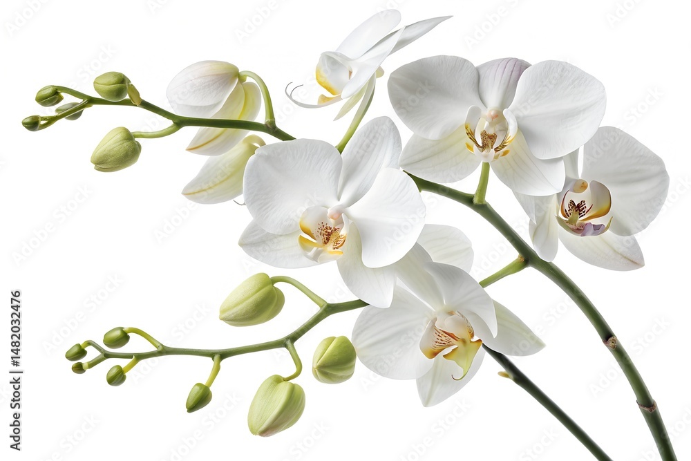 Obraz premium A beautiful white orchid blossom, a floral wonder isolated to highlight its petal detail