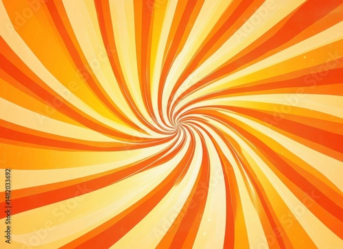 groovy 70s swirl background in orange and yellow, retro psychedelic pattern