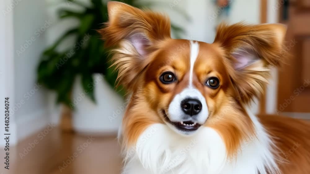 portrait of cute papillon dog at home portrait of cute papillon dog at home