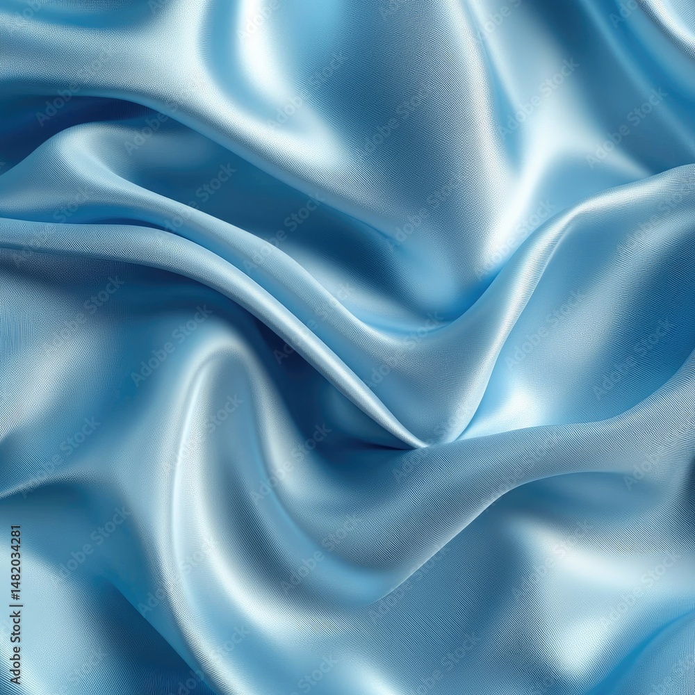 Obraz premium Soft, flowing light-blue silk fabric with elegant drapes and subtle sheen