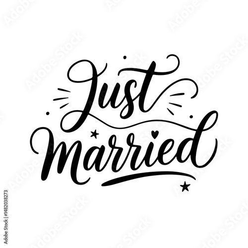 Just married. Vector Design Isolated on White Background