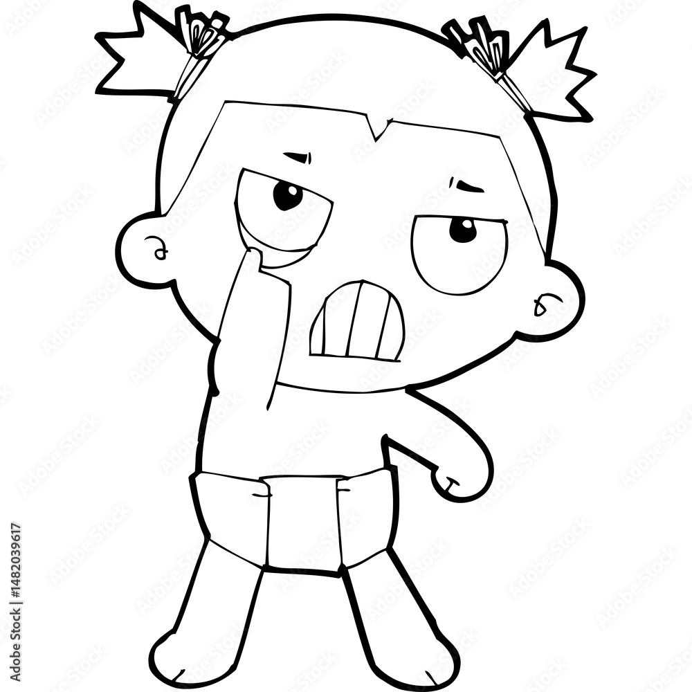 Fototapeta premium cute little thai kid doodle, Illustration cartoon element hand drawn style