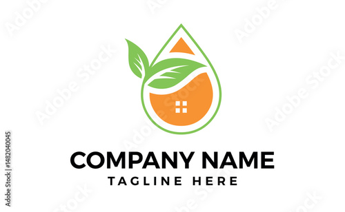 Eco logo made with a lief on a window, Editable vector art and illustration.