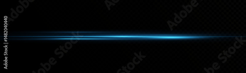 Blue Speed Lines and Light Streaks with Flash Effect. Fast Motion Trails, Night Light Flow, Glowing Blue Beam and Futuristic Blur Streak Overlay on Transparent Background for Tech Design