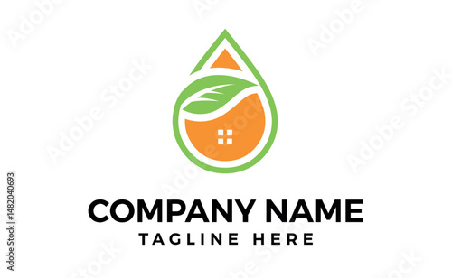 Eco logo made with a lief on a window, Editable vector art and illustration.