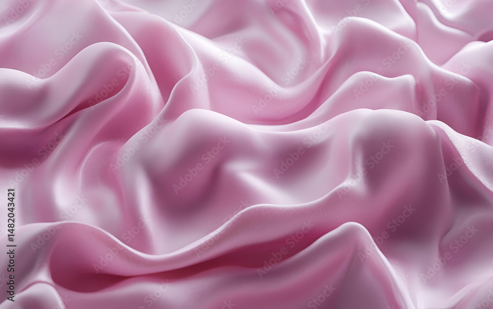 Obraz premium Soft pink satin fabric, elegantly draping with smooth texture and gentle waves, perfect for fashion and decor.