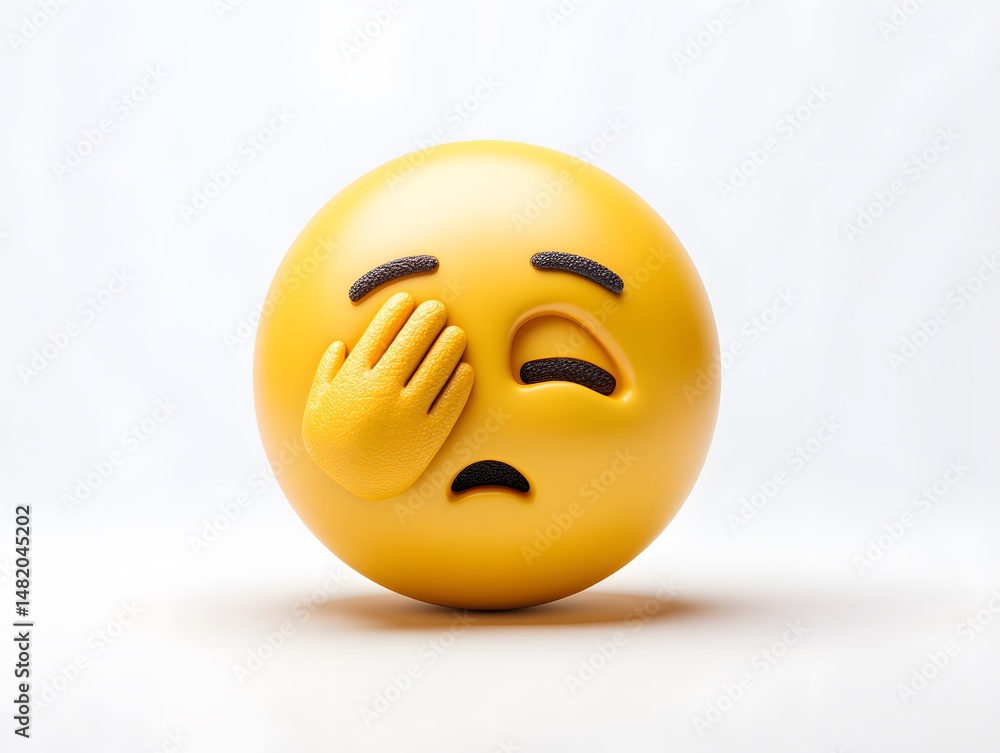 Fototapeta premium Minimalist 3D Facepalm Emoji in Vector Style Conveying Frustration on Transparent Background