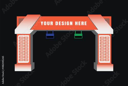Modern Event Entrance Gate Mockup Orange and White Theme