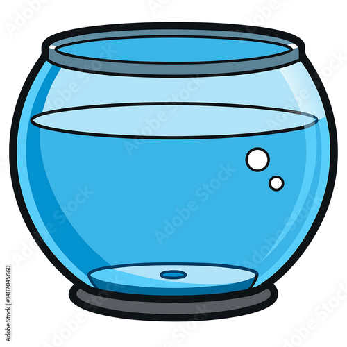 Empty water in round fish tank on white background